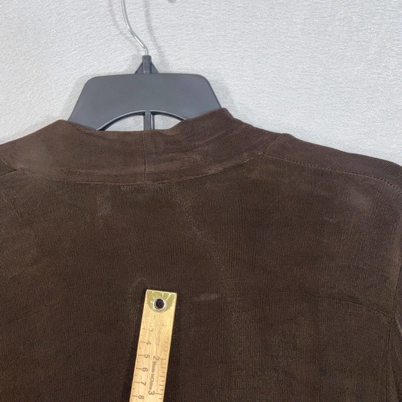 Chicos Cardigan Womens 2 Brown Rhinestones Long Sleeve Boat Neck Casual Sweater - Picture 12 of 13